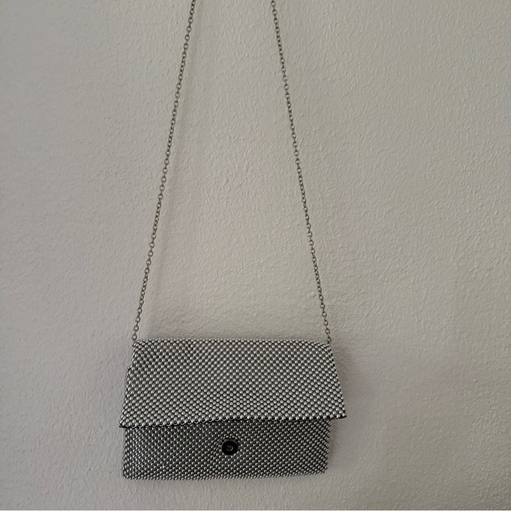 INC International Concepts Silver Clutch Modern Minimalist Design